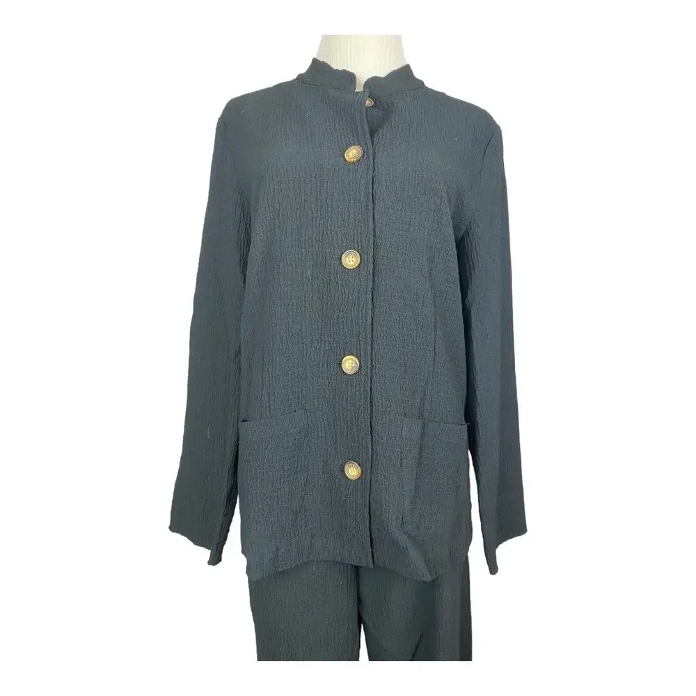 Orvis Black Crepe 2 Piece Long Sleeve Jacket and Pants Travel set Size Small - Picture 4 of 11